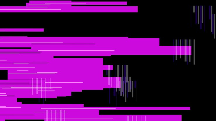 Digital Glitch Effect with Purple Horizontal Bars