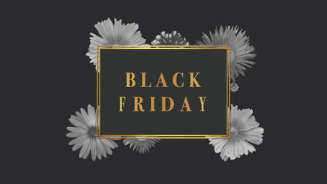 black friday with gold frame and flowers pattern