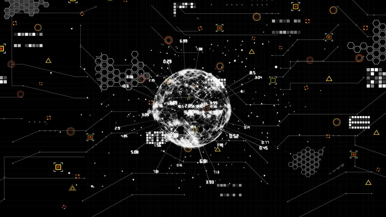 Animation of markers and data processing over globe with connections