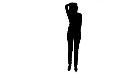 silhouette woman jumping in slow motion