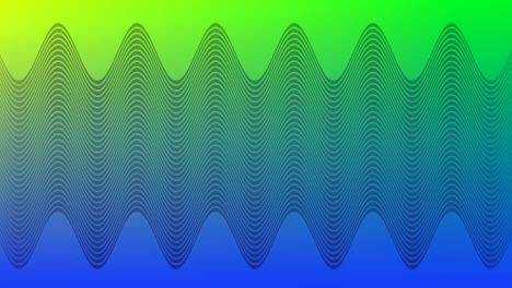 animación de delgadas líneas onduladas paralelas cinéticas negras que se mueven sobre un fondo azul y verde