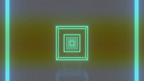 Animation-of-neon-squares-on-green-background