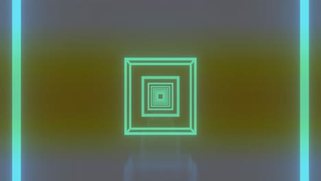 animation of neon squares on green background