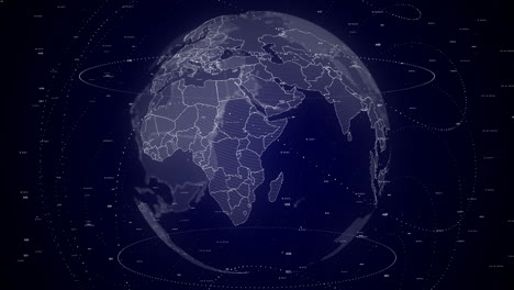 digital globe rotating, zooming in on kenya country