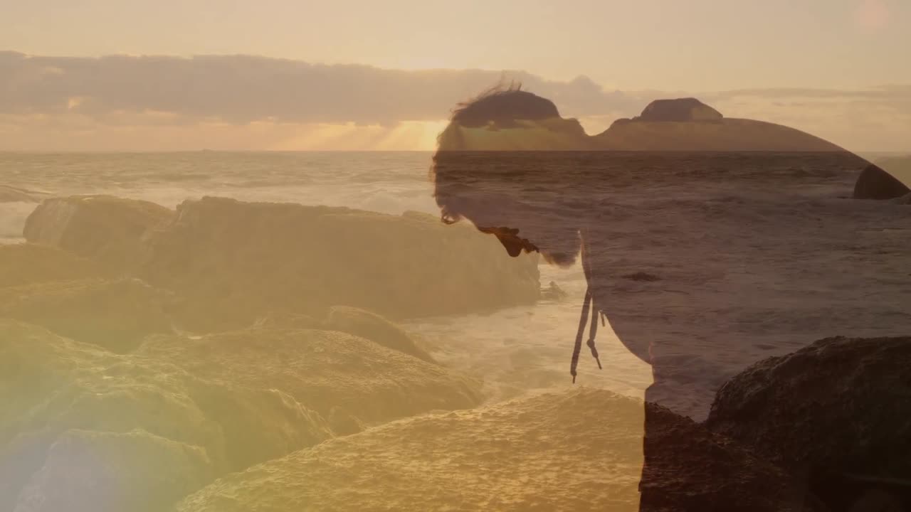 카우카스인 남성의 풍경 애니메이션