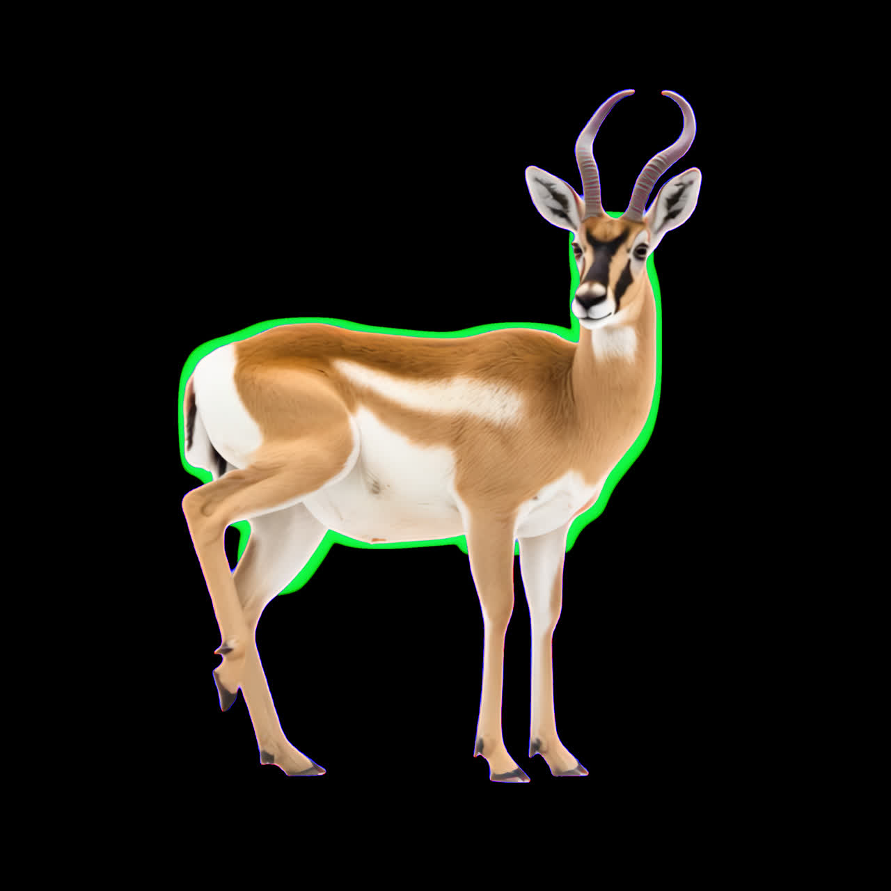 Elegant antelope with graceful horns animation isolated asset, transparent 4K video, alpha channel