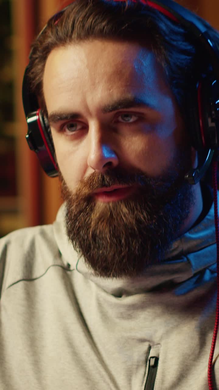 Vertical video Upset gamer berating teammates after losing online competitive multiplayer match