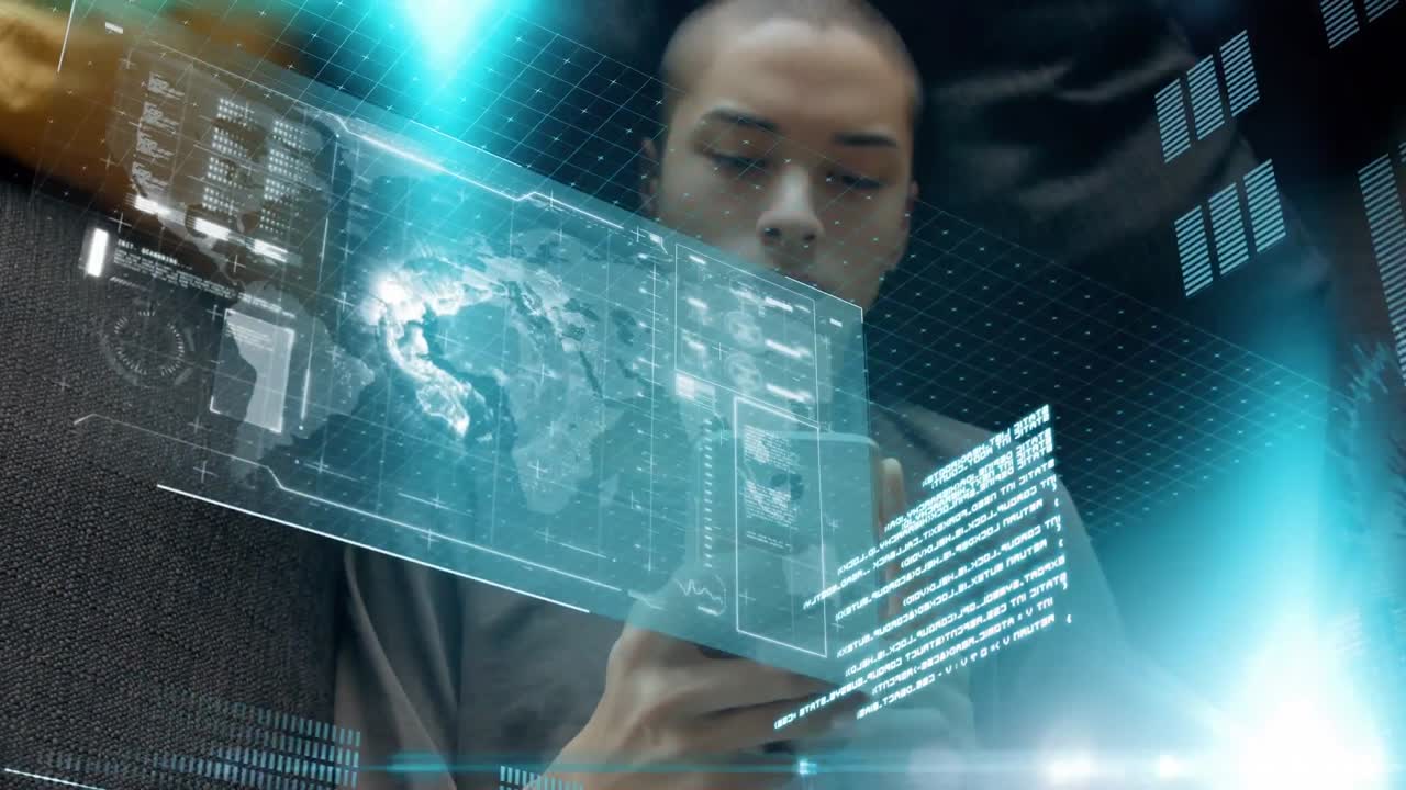 animación de estadísticas y procesamiento de datos sobre el hombre utilizando un teléfono inteligente