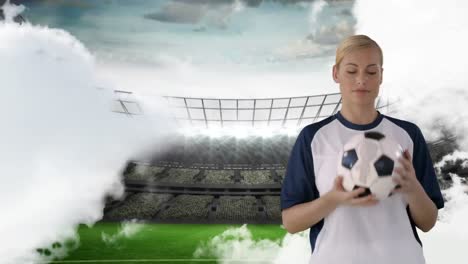 Female-soccer-player-in-a-field-stadium