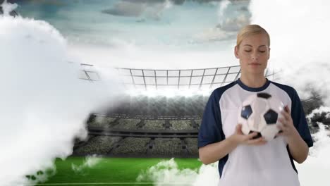 female soccer player in a field stadium