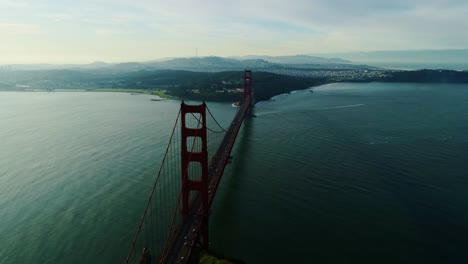 drone captures peaceful morning view of golden gate bridge in san francisco bay