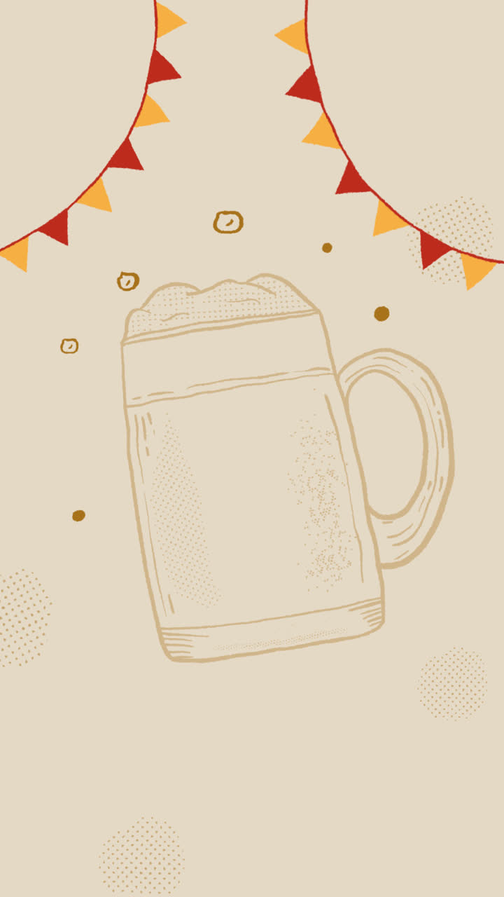 고전적인 손으로 그린 오크테르페스트 작곡의 애니메이션