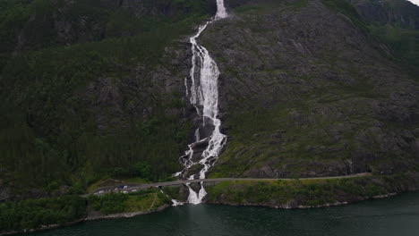 langfossen waterfall on the west coast in vestland county, norway