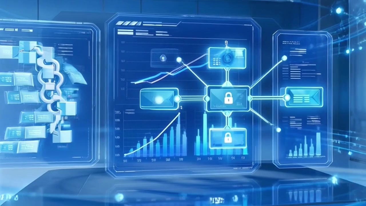 Digital blockchain og cybersikkerheds datavisualiseringsgrænseflade