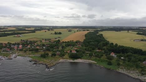 view over small village at the coastline of the danish island bornholm