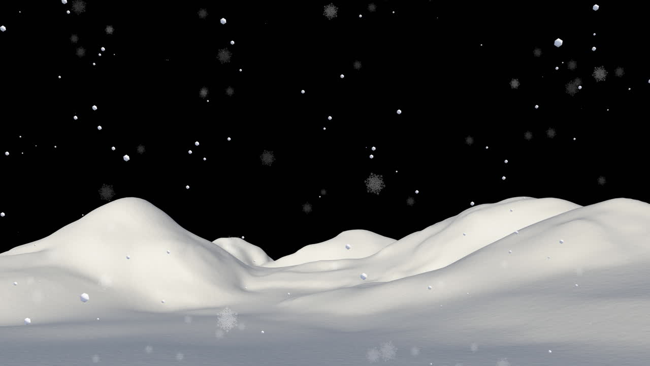 animation of snow falling over christmas winter scenery background ...