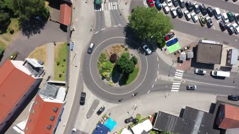 top down shot over a roundabout in a german city