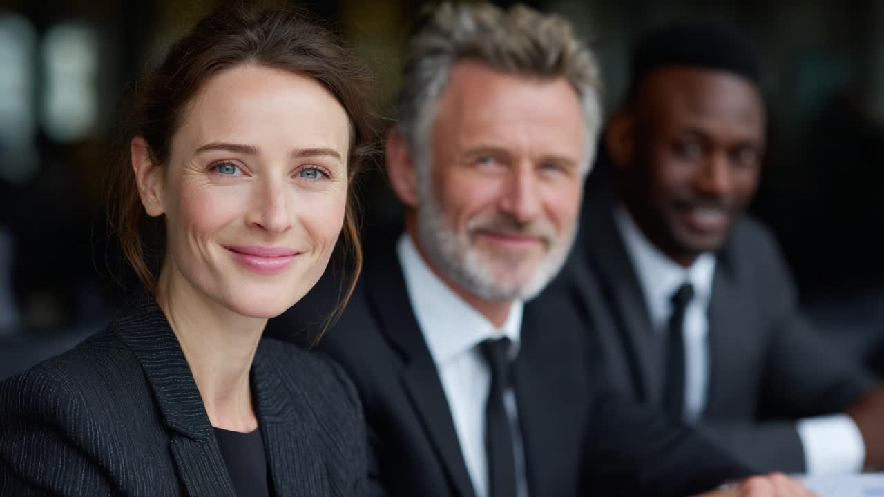 Professional Group Portrait Featuring Diverse Individuals in Formal Attire, Capturing a Moment of Connection and Camaraderie in a Business Environment