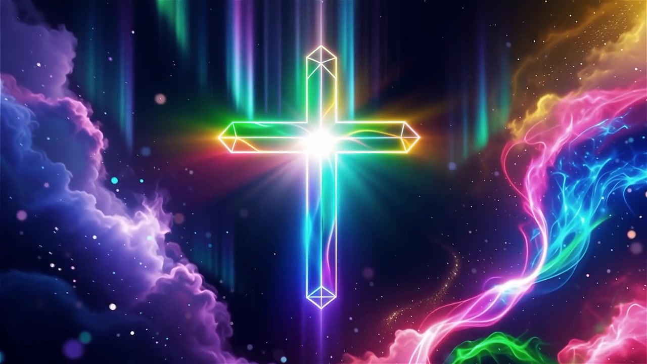 Christian Cross Heavenly Light Worship Background