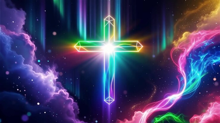 Christian Cross Heavenly Light Worship Background