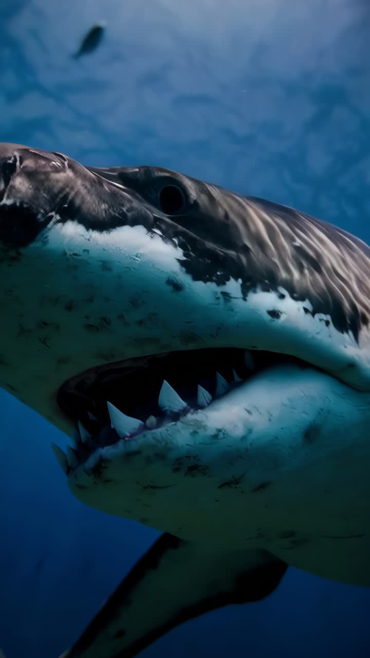 A Majestic Great White Shark Navigating the Ocean Depths