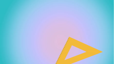animación del icono de la regla del triángulo amarillo de la escuela sobre el fondo de gradiente púrpura a azul.