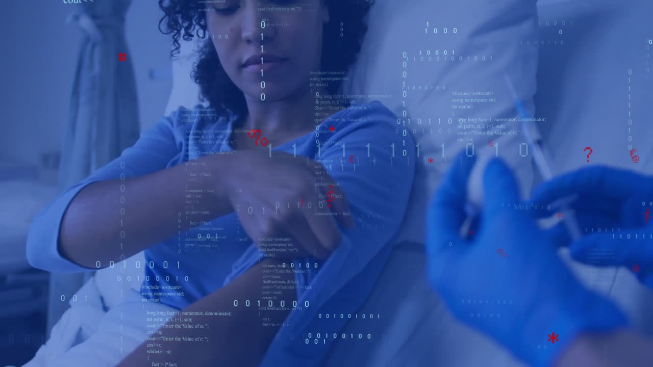 Mid-adult patient turning head and watching nurse drawing medicine and lifting sleeve for injection