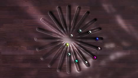 diseño abstracto de madera con bolas de colores