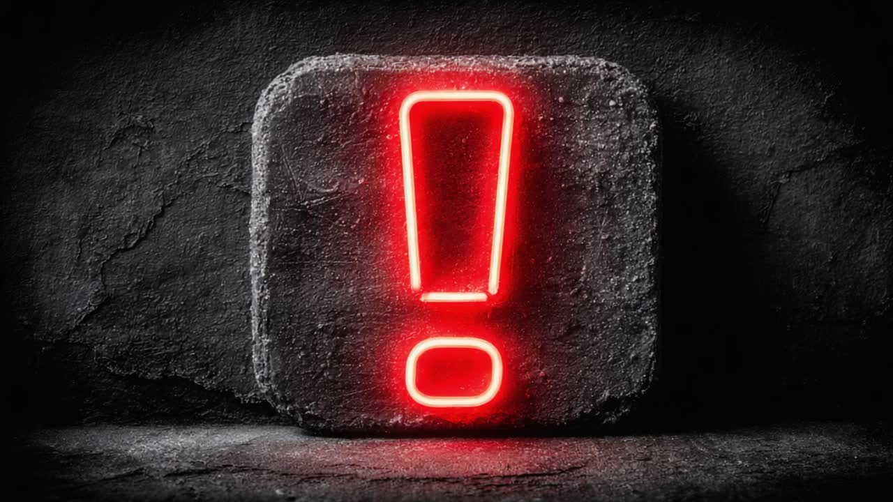 A Striking Display of a Red Neon Exclamation Mark Illuminating a Dark Background, Signifying Importance or Caution in a Captivating Visual Representation