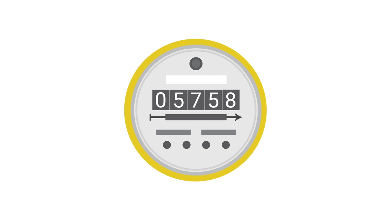 Animated Utility Meter Showing Increasing Consumption