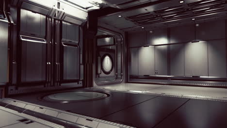 Futuristic-interior-of-Spaceship-corridor-with-light