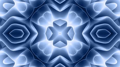 forma abstracta en 3d como una estrella o una flor, estructura simétrica de material de terciopelo azul negro intercalado con pañuelos, formas de cambios cíclicos suaves. fondo mate suave y elegante, animación suave.