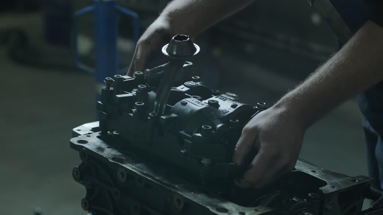 un mecánico de automóviles en un garaje reparando un motor de automóviles después de quitar una cubierta. reparación de motores de automóviles. servicio de automóviles