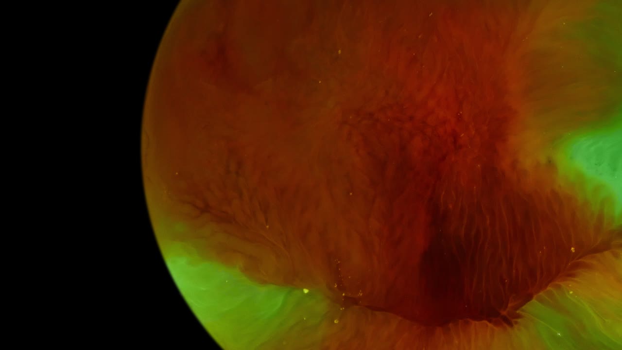 abstracto planeta marrón, rojo y verde con superficie móvil amplia