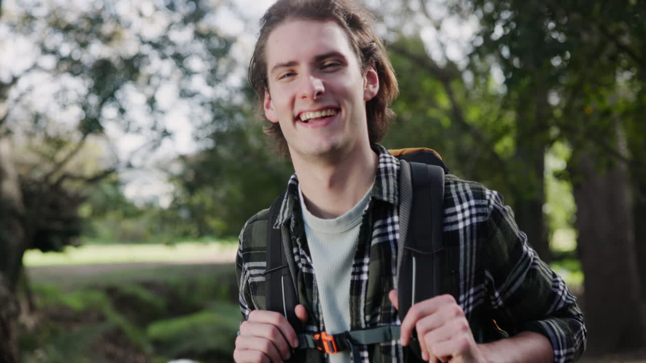 Man with Backpack in Nature