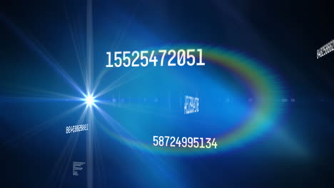 animación de números que cambian el procesamiento de datos contra un fondo azul brillante