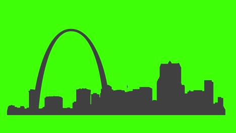 silhouette of saint louis city icon popping up on the green screen