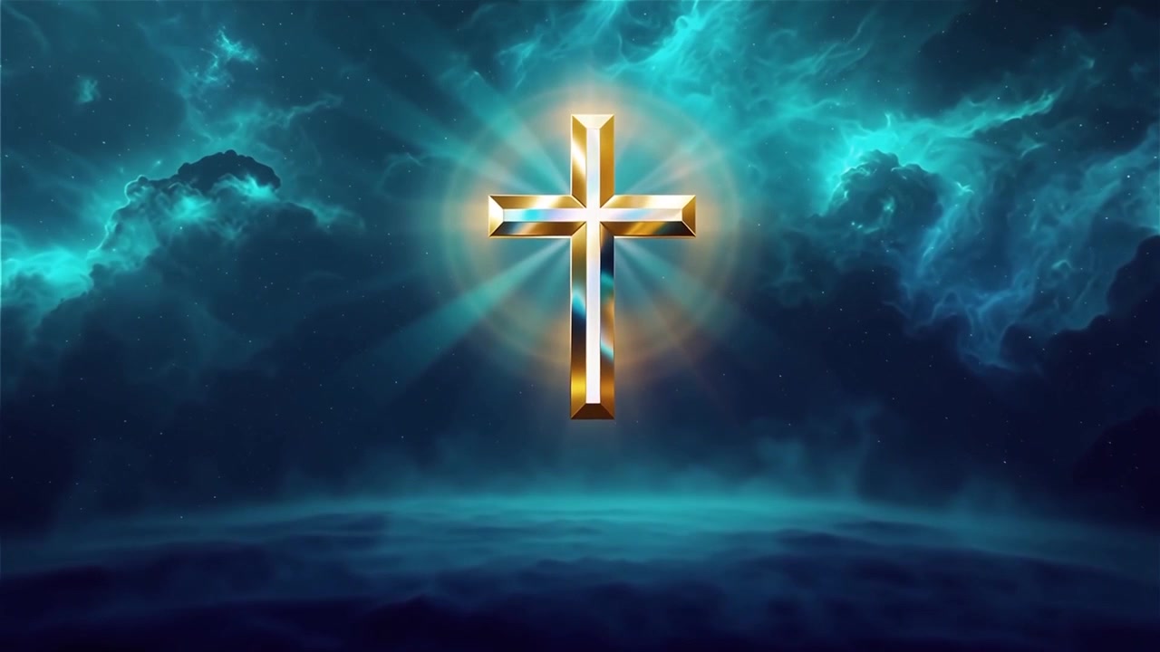 Christian Cross Heavenly Light Worship Background