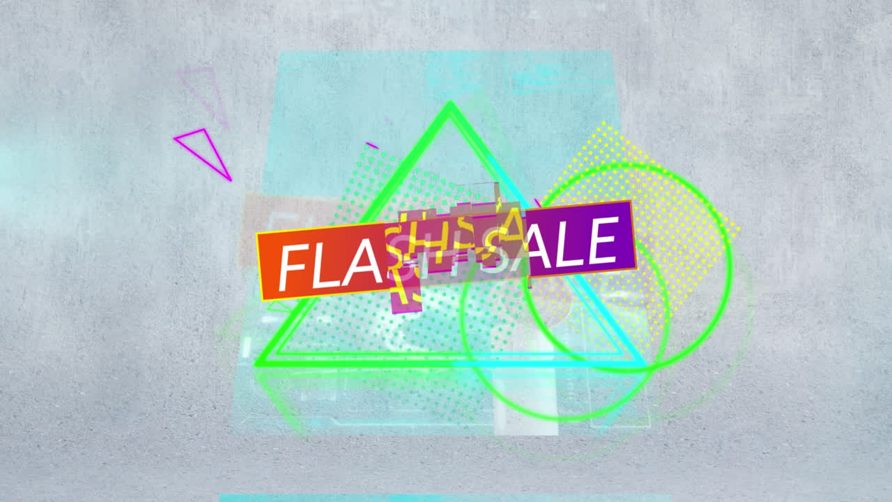 추상적인 배경 위에 플래시 판매 텍스트의 애니메이션