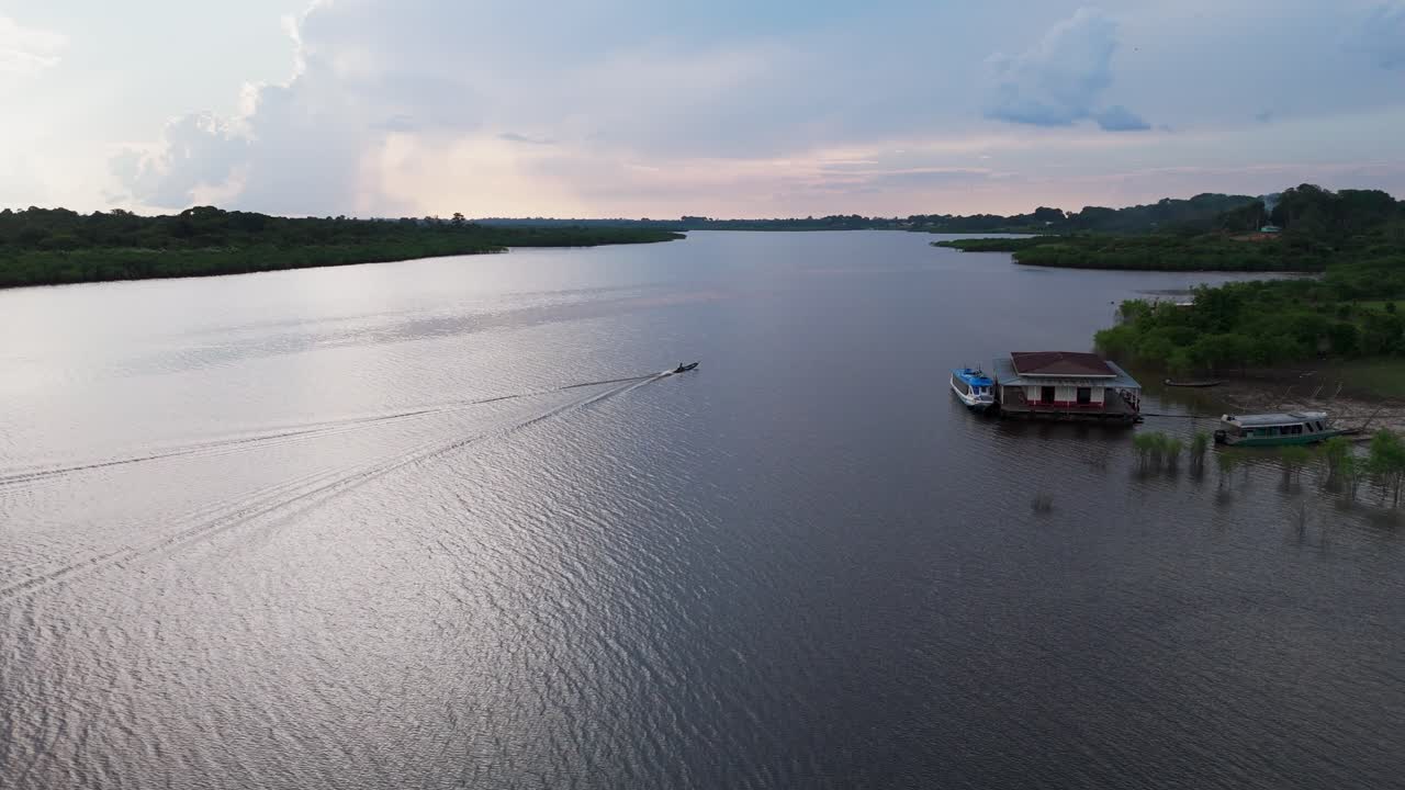 Silhouetted Motorboat Transport, Tropical Travel, Cinematic Adventures