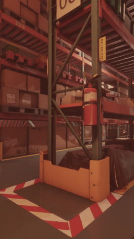 warehouse interior with racks and boxes