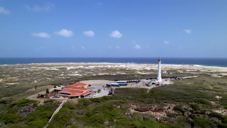 aerial orbit california lighthouse in aruba