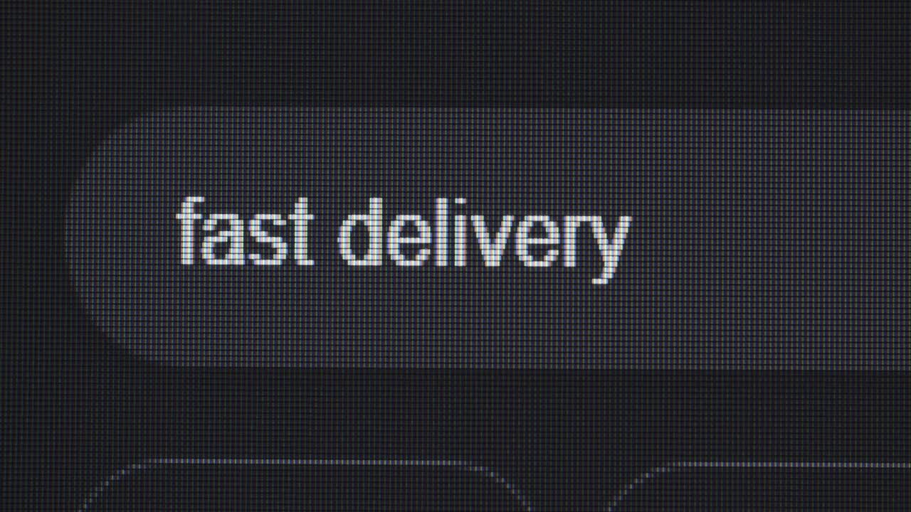 Fast Delivery Button on a Pixelated Screen