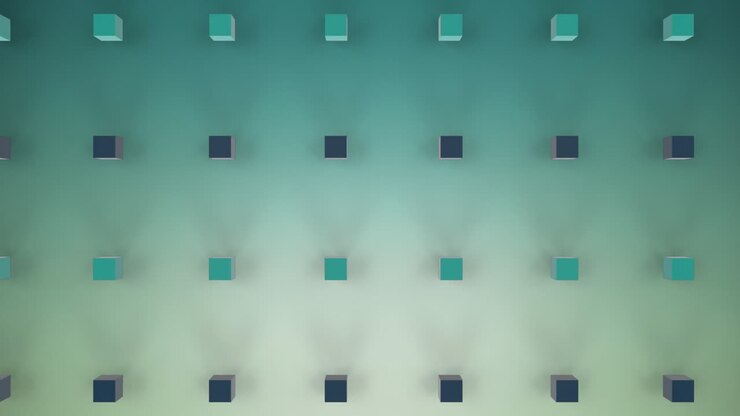 Moving 3D cubes on green background