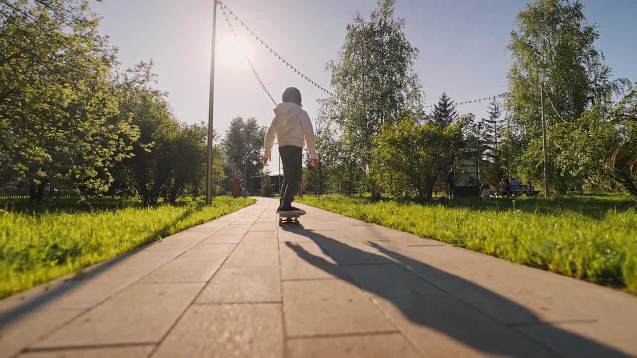 Kid Skateboarding in a Park