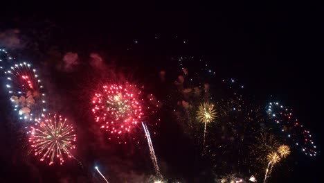 beautiful colourful fire work display at night for celebration in festival