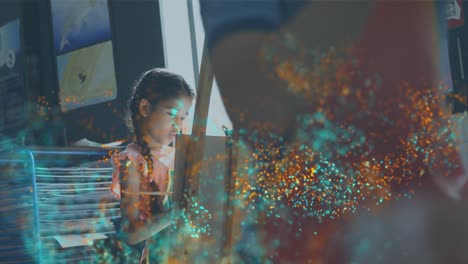 animación de puntos de luz sobre diversas pinturas de escolares