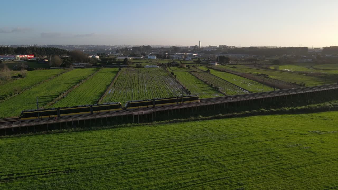 Yellow subway on the tracks