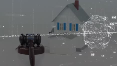 animation of connections and social media reactions over caucasian businessman using smartphone