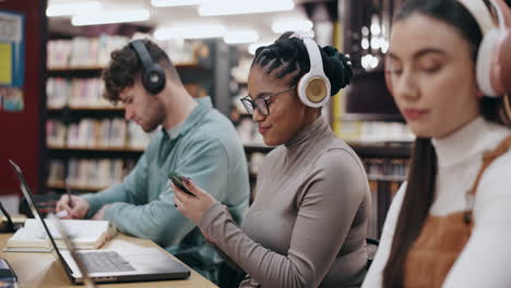 students studying in library